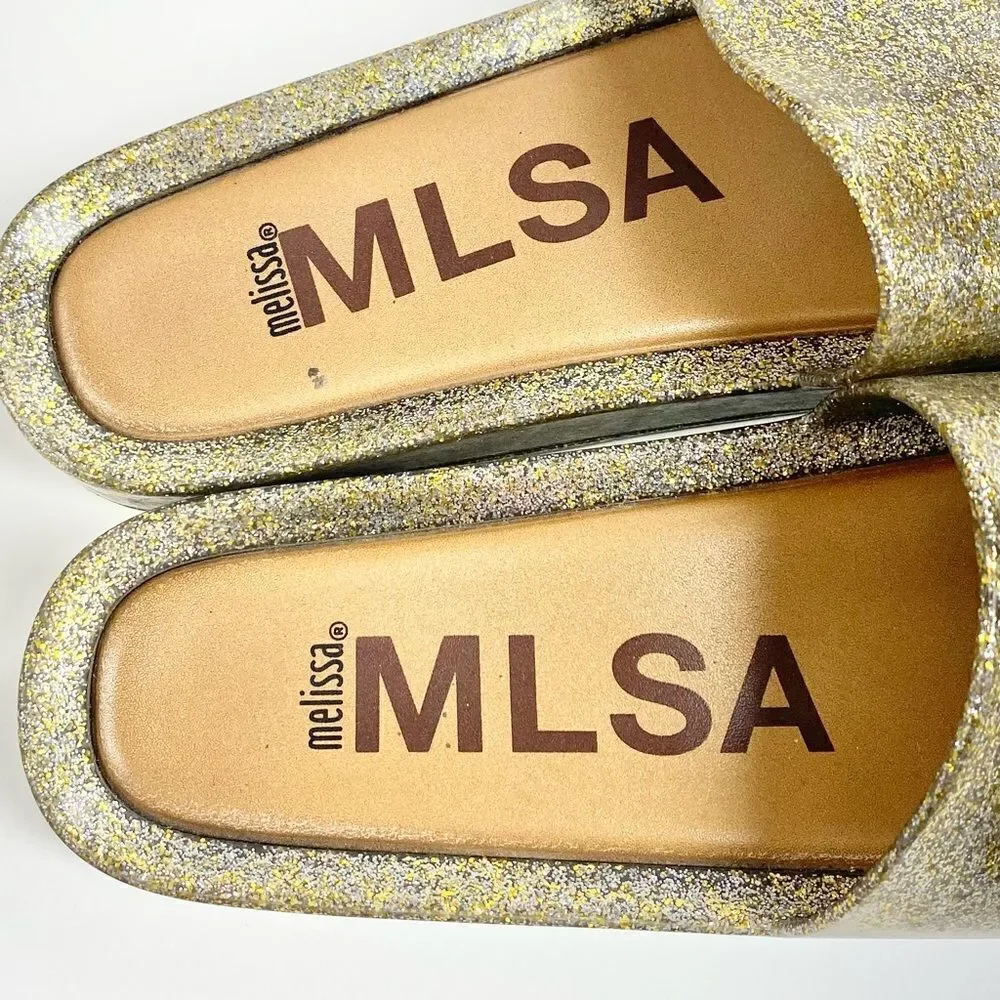 Melissa gold glitter beach slide sandal 8